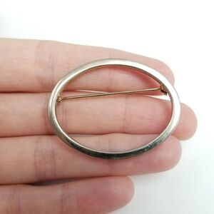 Vintage Oval Brooch, Gold Tone Minimal Lapel Pin, Simple Unisex Estate